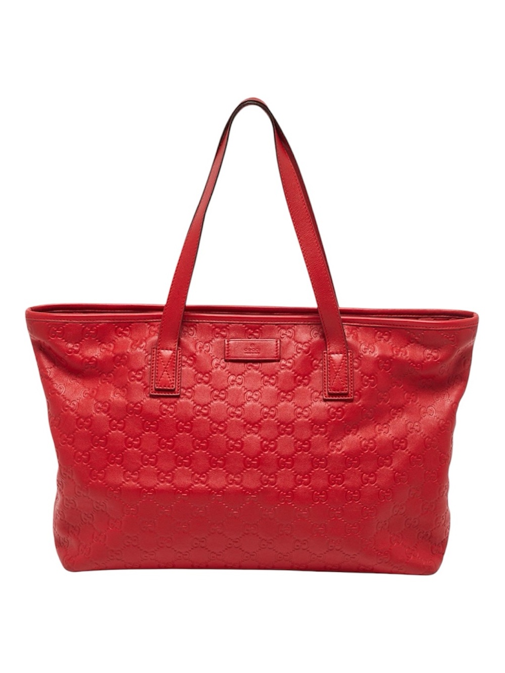 Gucci Red Embossed Leather Tote Bag
